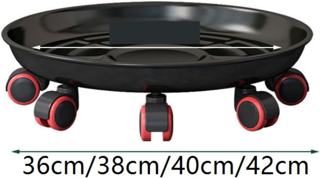 Outdoor Rolling Plant Stand Thickened Mobile Tray Universal Wheel Household Flower Pot Base Round Iron Plate Home Flower Pot Mover(Brass,38cm)