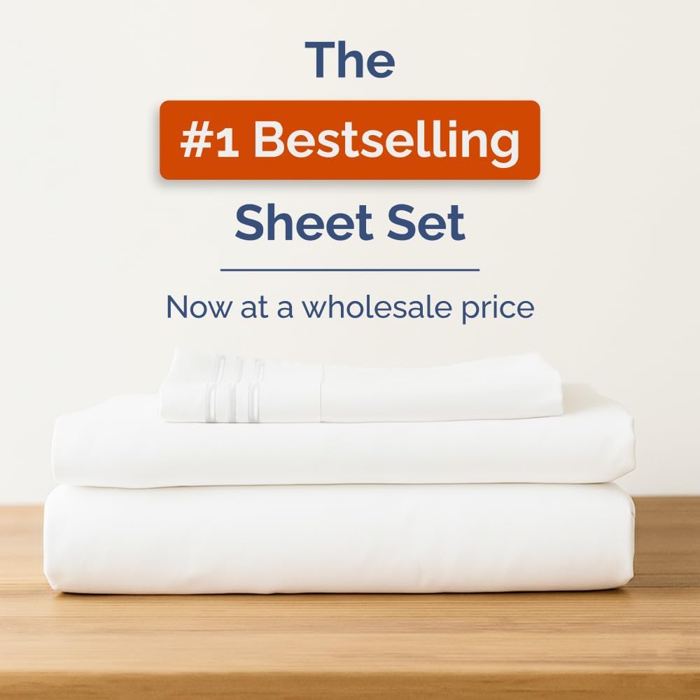 Bulk Case Pack of 16 Sheet Sets - (16) Complete Twin XL Size Sheet Sets w/ Deep Pockets - Wholesale Bulk Bedding for Hotels, Spas & Airbnbs - Breathable, Soft & Wrinkle Free - (Twin XL, Antique White)