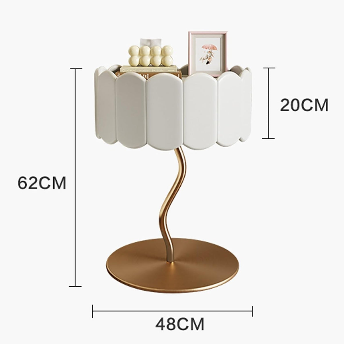 Round Nightstand with Drawer Storage Cabinet End Table with Storage Bedside Table Vanity Bench Dresser for Small Apartment,Living Room