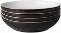 Denby - Elements Black Pasta Bowls Set of 4 - Dishwasher Microwave Safe Crockery 1050ml 22cm - Black, White Ceramic Stoneware Tableware - Chip & Crack Resistant