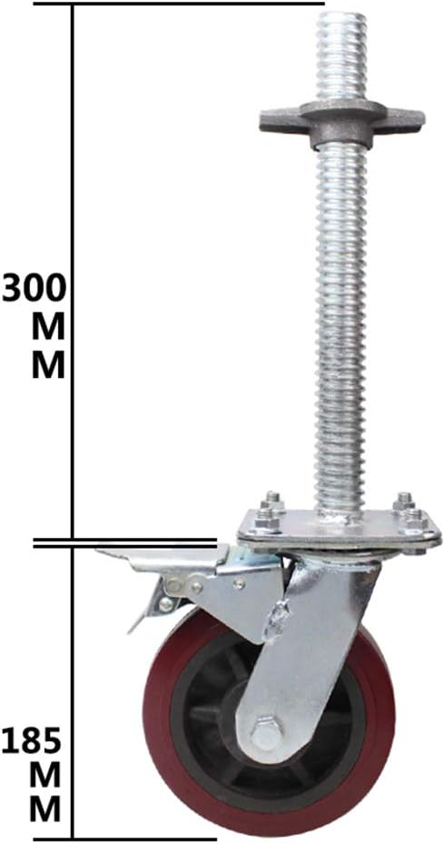 Casters Mobile Scaffolding Wheel Steering Wheel Movable Shelf Screw 6 Inch Pulley Base Base Universal Wheel with Brakes(Polyurethane Wheels)