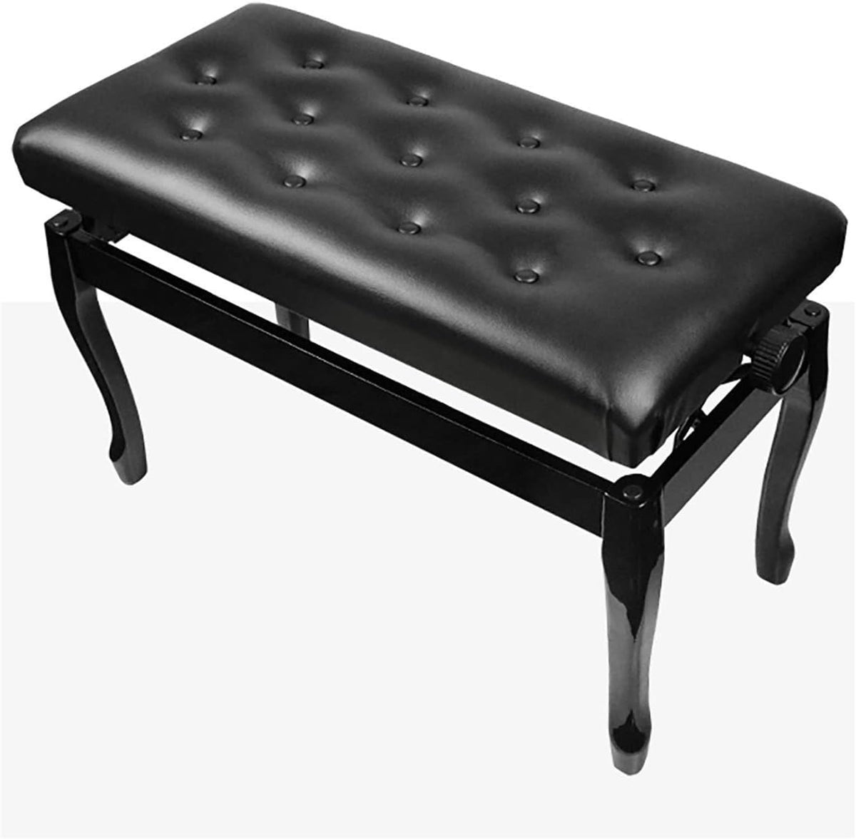 Deluxe Faux Leather Piano Bench with Solid Wood Construction 76 X 35 X 49Cm Perfect for Home and Professional Use Black/Brown Keyboard Bench/Vanity Stool,Black