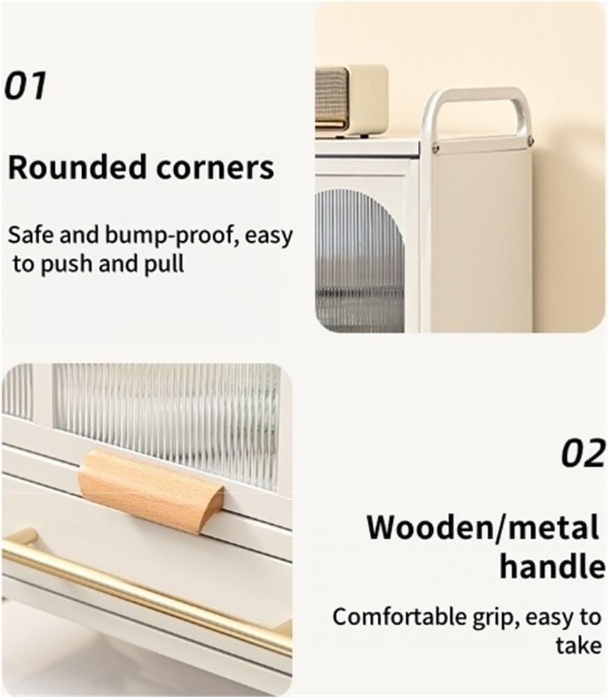Metal Storage Cabinet with Drawers and Wheels Robot Vacuum Stand with Open Base - Tall Narrow Cabinet for Living Room Kitchen Long Lasting