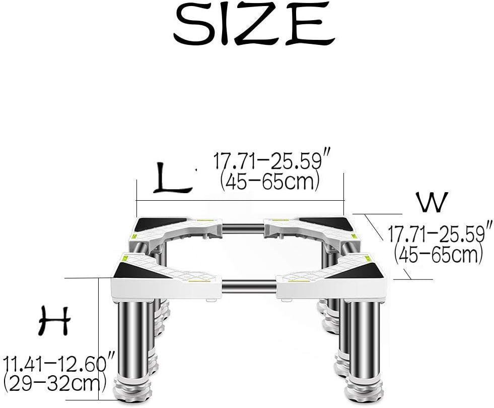 Adjustable Washing Machine Base Heightening Washing Machine Stand with 4/8/12 Feet Heavy Duty Telescopic Furniture Base Adjustable Holder Stand Roller Universal Fridge Dryer B