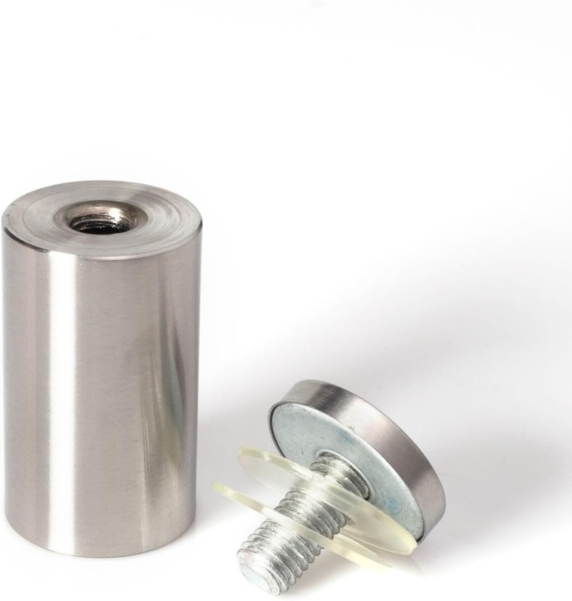 Stainless Steel Standoff 1-1/4 Inch Diameter x 2 Inch Barrel Length Brushed Finish for PVC, Glass and Acrylic Sign Stand Off Wall Anchors and Screws 48 Piece Small Store Pack
