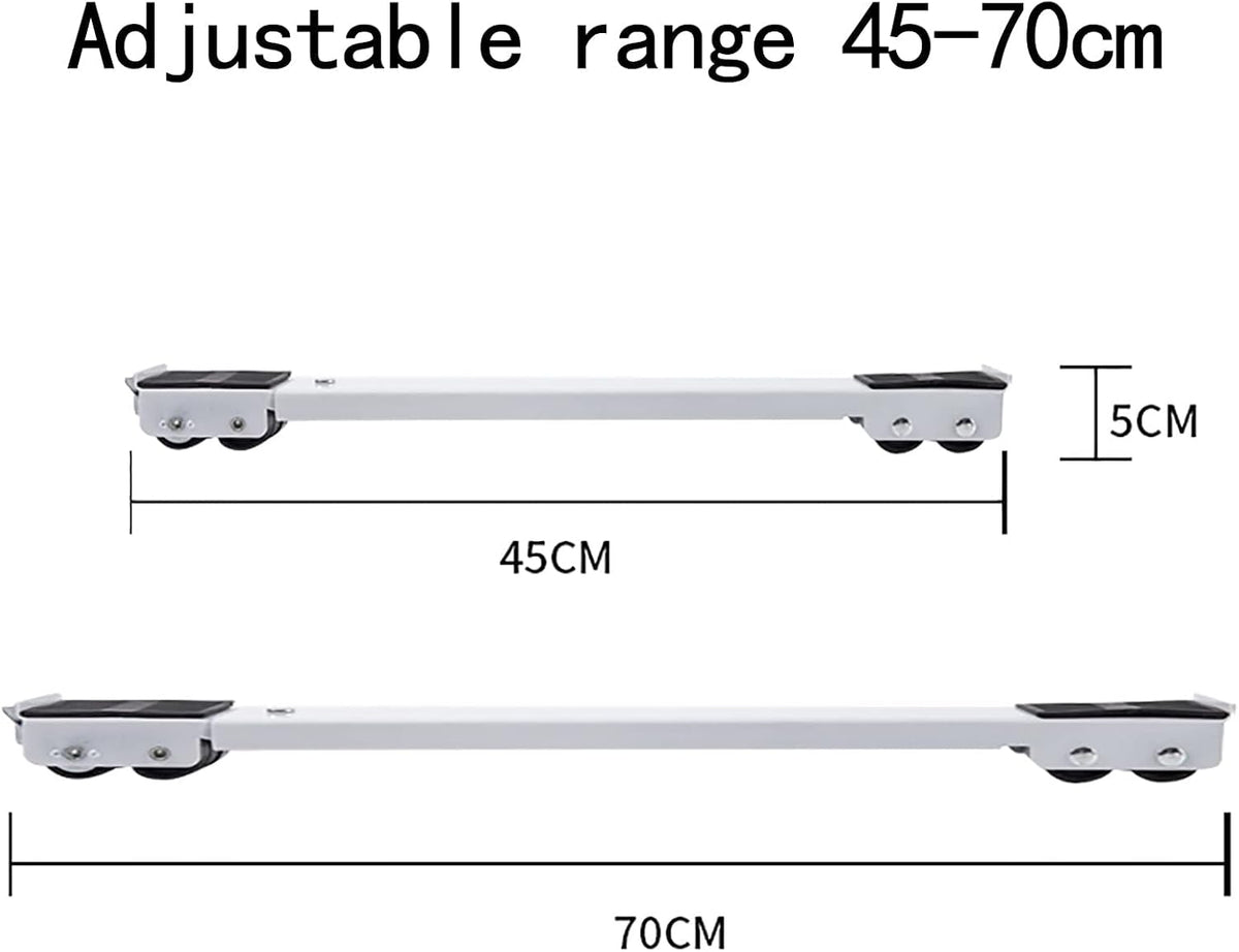 Washing Machine Stand Base, Adjustable 45-70 cm Pedestal Max Load 300kg, Universal Washing Machine Base with 24 Wheels, Lifting Height 4cm, 2Pcs (White)