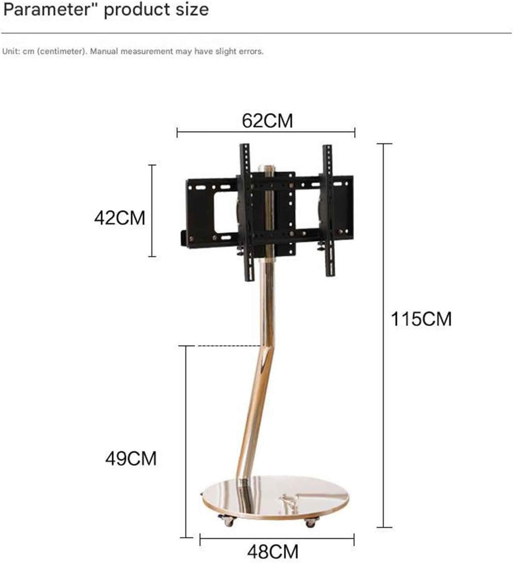 Floor-Standing TV Stand, Mobile On Wheels, Universal Stainless Steel, Portable Floor Holds, for 40-70 Inch LED Flat Screen, Up to 45kg