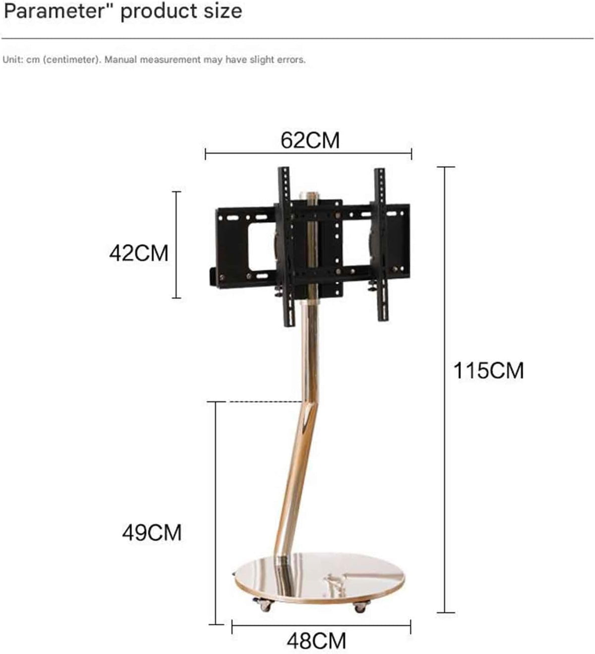 Floor-Standing TV Stand, Mobile On Wheels, Universal Stainless Steel, Portable Floor Holds, for 40-70 Inch LED Flat Screen, Up to 45kg