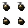 3 Inch Swivel Metal with Soft Rubber Tread Ball Caster Wheels for Furniture - Windsor Anique Brass Finish Casters with 1-1/2 Inch by 1-1/2 Inch Top Plate - Set of 4 - Service Caster Brand