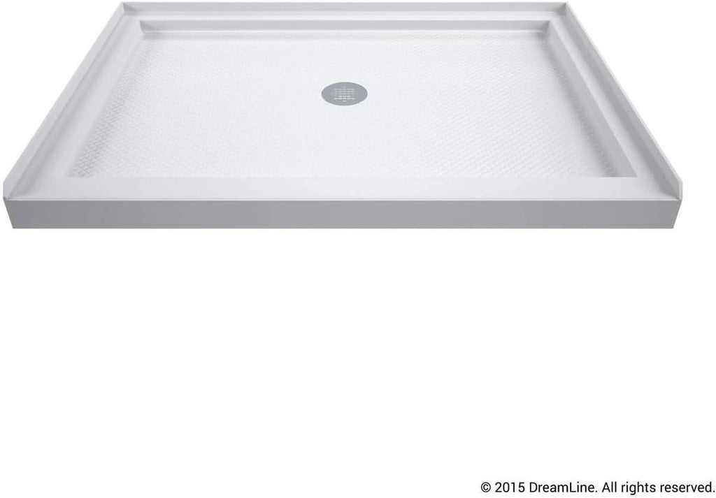 DreamLine 36 in. D x 48 in. W x 76 3/4 in. H Center Drain Acrylic Shower Base and QWALL-5 Backwall Kit In White, DL-6193C-01