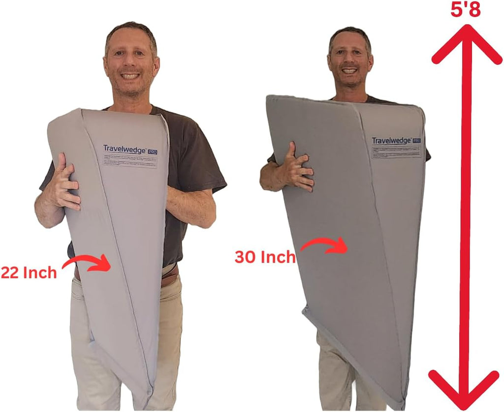 Self-Inflating Bed Wedge Pillow | Lightweight for Travel | Wedge Pillow for Sleeping and Acid Reflux, Heartburn, and GERD Pillow (30 Inch - Checked Bag Version)