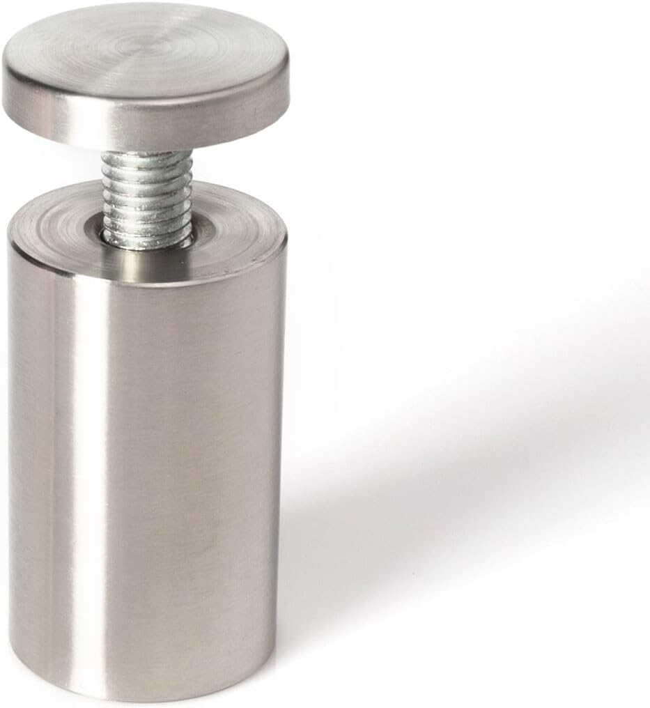 Stainless Steel Standoff 1-1/4 Inch Diameter x 2 Inch Barrel Length Brushed Finish for PVC, Glass and Acrylic Sign Stand Off Wall Anchors and Screws 100 Piece Commercial Space Pack