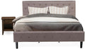 East West Furniture NL14K-1GA07 2 Piece Bedroom Set - King Size Button Tufted Bed - Brown Taupe Velvet Fabric Upholstered Headboard and a Distressed Jacobean Finish Nightstand
