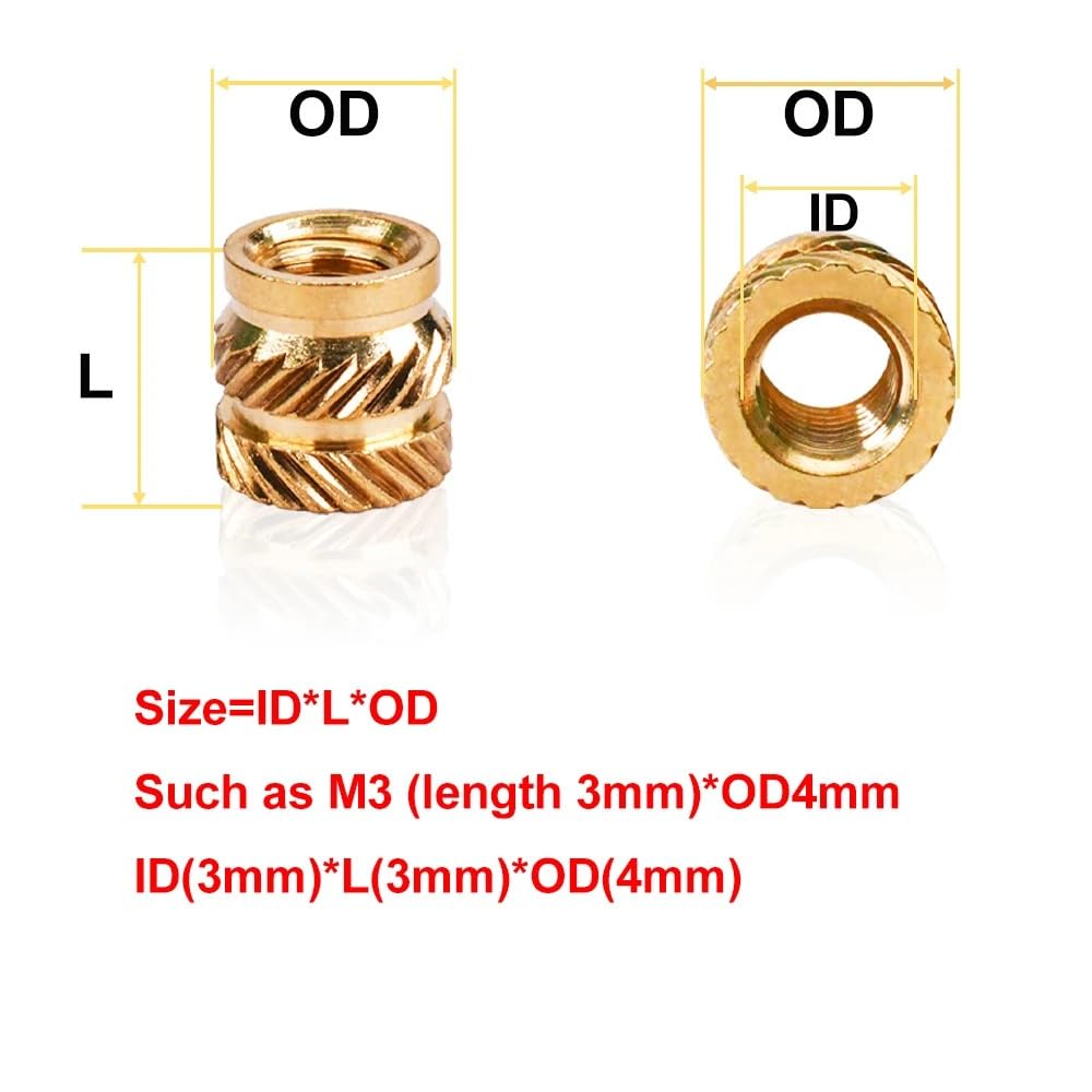 1000Pcs M3 Brass Insert Nuts for 3D Printing Insertnut Heating Insertion Copper Metric Threaded Hot Melt Knurled Injection Nuts(OD 4.5mm(1000pcs),M3(Length 4.5mm))