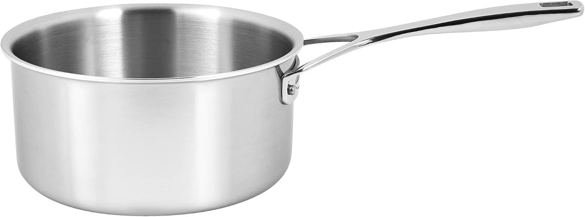Demeyere Essential 5-ply, 18/10 Stainless Steel, Stay Cool Handle, Oven Safe, Compatible with all Cooktops, Perfect Pour Edge, 3-qt Saucepan with Perfect Fit Lid