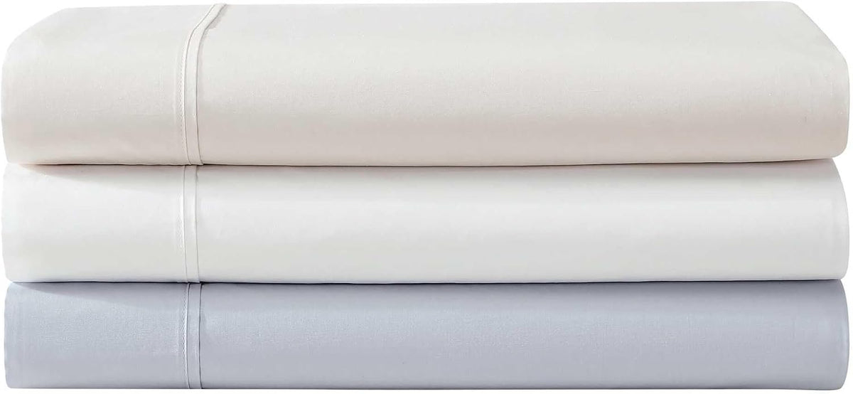 Vera Wang – Queen Sheet Set, 100% Egyptian Cotton Percale Bed Sheets with a Smooth & Crisp Feel, Deep Pockets, Bedding with Matching Fitted Sheet & Pillowcases (Blue)
