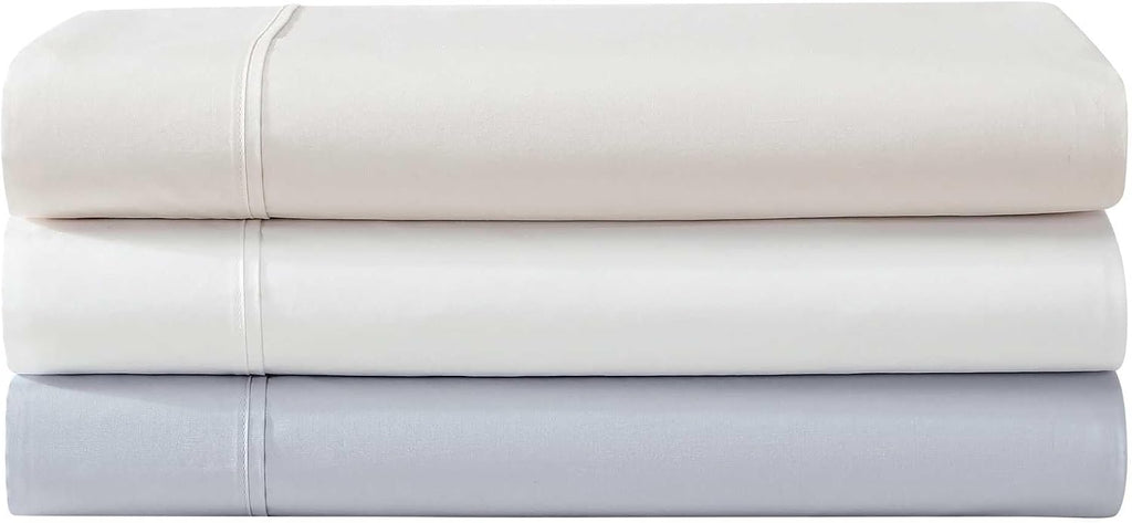 Vera Wang – King Sheet Set, 100% Egyptian Cotton Percale Bed Sheets with a Smooth & Crisp Feel, Deep Pockets, Bedding with Matching Fitted Sheet & Pillowcases (Blue)