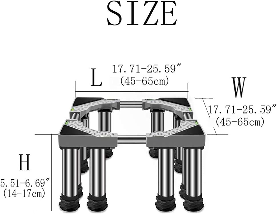 Washing Machine Stand Base Movable Fridge Stand Trolley with 8 Locking Wheels Washer Pedestals & Frames Universal Appliance Wheels Rack Adjustable Width 36-55cm Stent (12legs