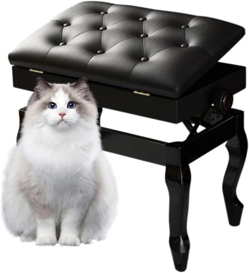 Piano Bench Piano Bench with Storage Piano Accessories Piano Bench Adjustable Height Vanity Stool Piano Bench Black Length 56cm*Width 34cm