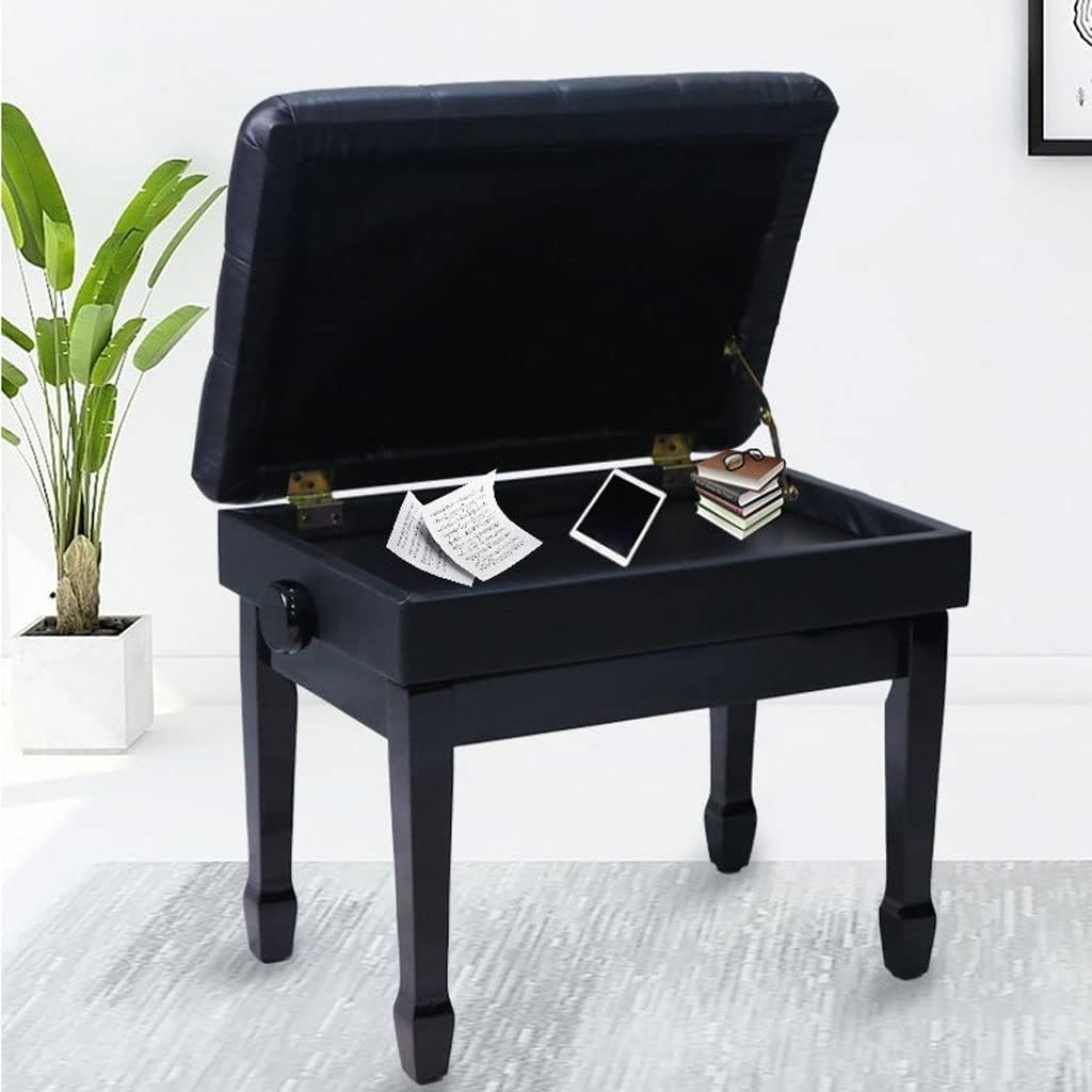 Wooden Piano Bench,Adjustable Height Keyboard Bench,Padded Piano Bench, Vanity Stool,White