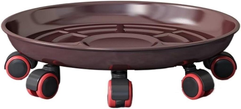 Outdoor Rolling Plant Stand Thickened Mobile Tray Universal Wheel Household Flower Pot Base Round Iron Plate Home Flower Pot Mover(Brass,38cm)