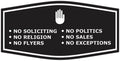 Fancy No Soliciting No Politics No Religion No Sales No Flyers No Exceptions Sign (Black) - Large 10 Pack