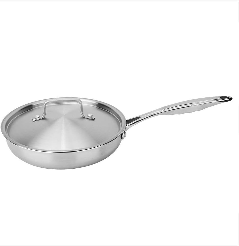 Stainless Steel Three Layer Flat Bottom Non Stick Frying Pan with Pot Cover(