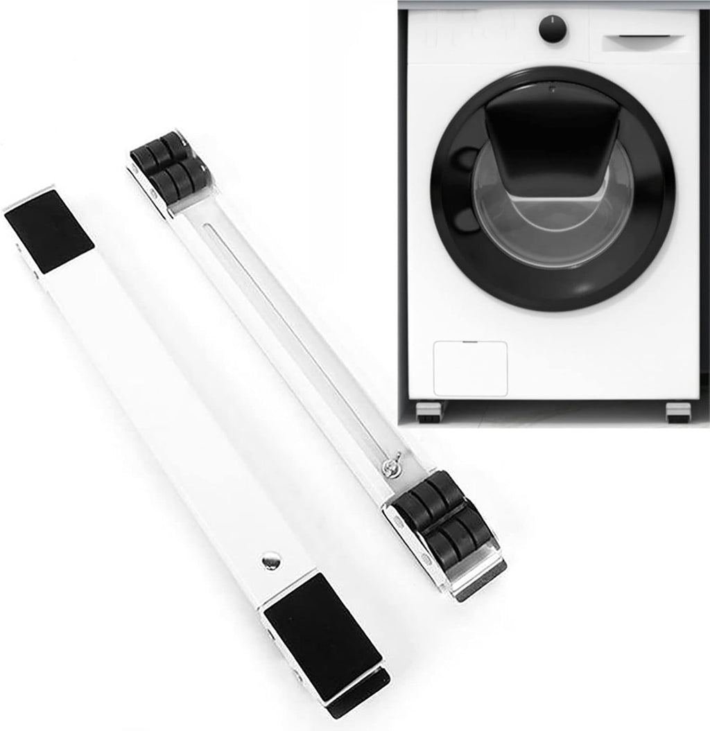 Washer Stand Base Dryer Stand, Adjustable Mini Fridge Pedestal, Universal Mobile Base with 24 Wheels for Washing Machine, 2 Pcs (White)