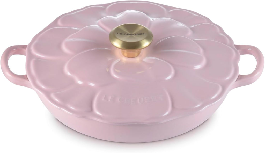 Le Creuset Enameled Cast Iron Signature Petal Braiser, 2.25 qt., Chiffon Pink w/Light Gold Knob