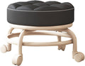 Heavy-Duty Low Roller Stool with 360° Swivel Wheels, 440-lb Load Capacity, Low-Height Short Rolling Stool Seat, PU Leather Small Mechanic Chair, Rolling Stools for Shop Black
