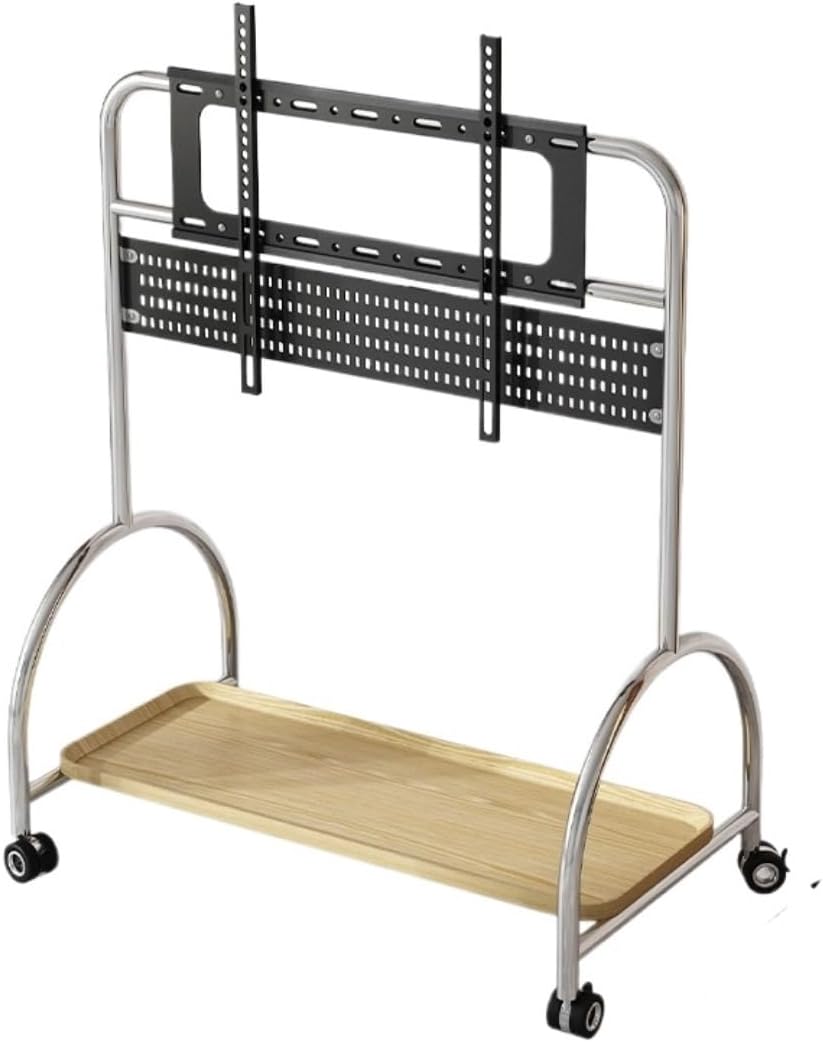 Free Standing Tv Stand Rolling Mobile TV Stand with Shelf On Wheels for 45-65 Inch Screen TVs, Height Adjustable AV Shelf, Max VESA 400x400mm Floor Standing Tv Stand (Col