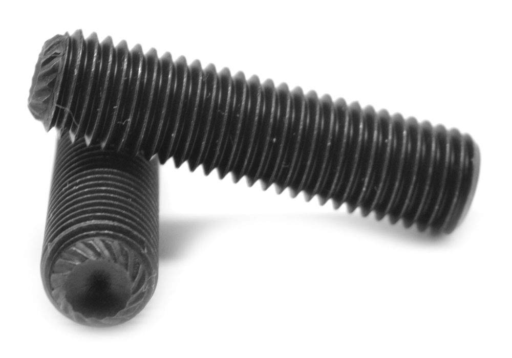 5/16'-18 x 3/8' Coarse Thread Socket Set Screw Knurled Cup Point Alloy Steel Black Oxide Pk 2500