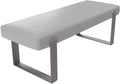 VANT Upholstered Bed Bench - Vintage Leather White Dove - Brushed Nickel - Contemporary Modern, Bedroom Bench Seat, Hallway, or Entryway