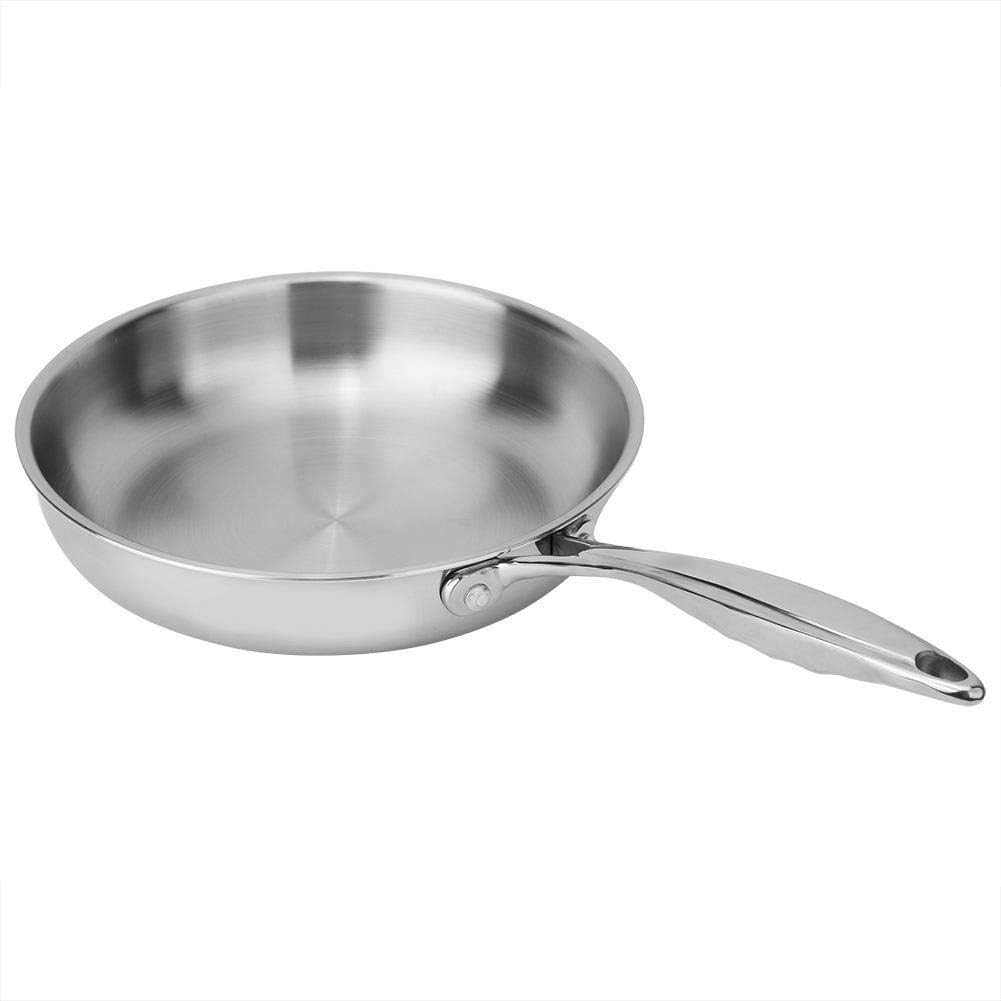 Stainless Steel Three Layer Flat Bottom Non Stick Frying Pan with Pot Cover(