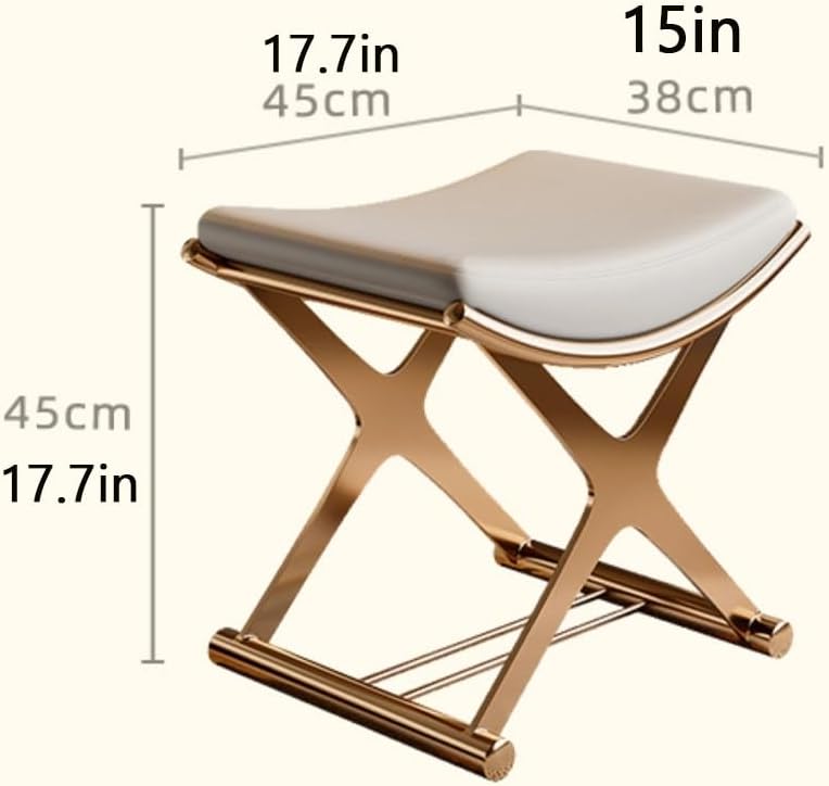 Small Vanity Stool with Cushion, Backless PU Leather Stool for Makeup, Entryway Bench for Ergonomic Curve, Modern Shoe Bench for Piano Room, Entryway and Makeup Room(Gray)