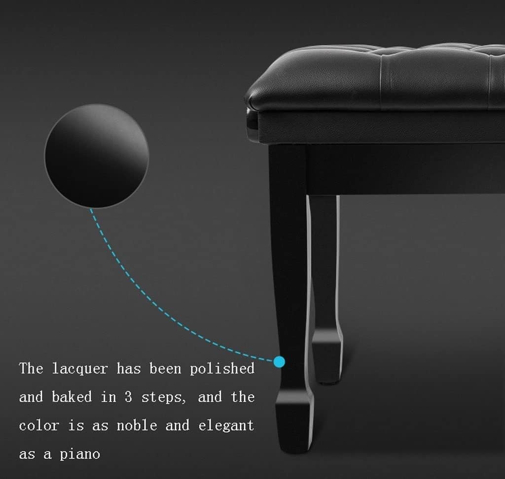 Vanity Bench,Piano Bench, Adjustable Piano Bench with Storage Compartment for Music Books, Black Leather Piano Stool Deluxe Padded Seat Cushion