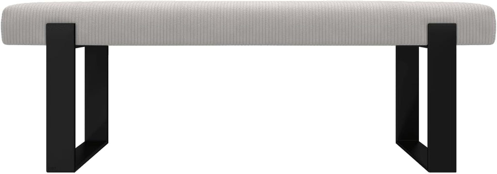 VANT Upholstered Bed Bench - Ribbed Stone - Matte Black - Contemporary Modern, Bedroom Bench Seat, Hallway, or Entryway