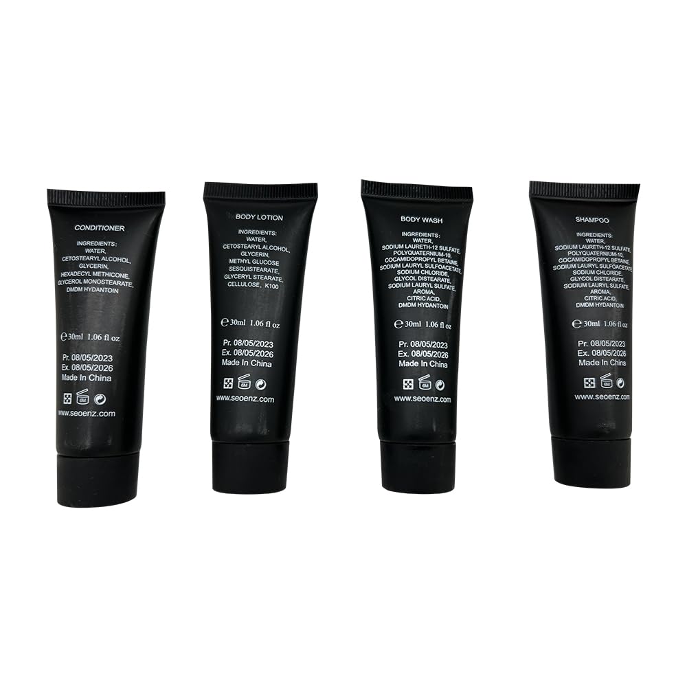 24 Piece Hotel and B&B Toiletry Kit | 1oz Shampoo, Conditioner, Body Wash, Lotion, Bar Soap, Shower Cap, Razor, Toothbrush, Qtips & Makeup Wipes (Kit, 50)