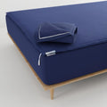 QuickZip Fitted Plus Spare Bundle: 1 Fitted & 1 Zip Sheet Easy Change, Soft Percale 400 TC 100% Cotton - Queen Size Deep Pocket Sheets - Deep Navy