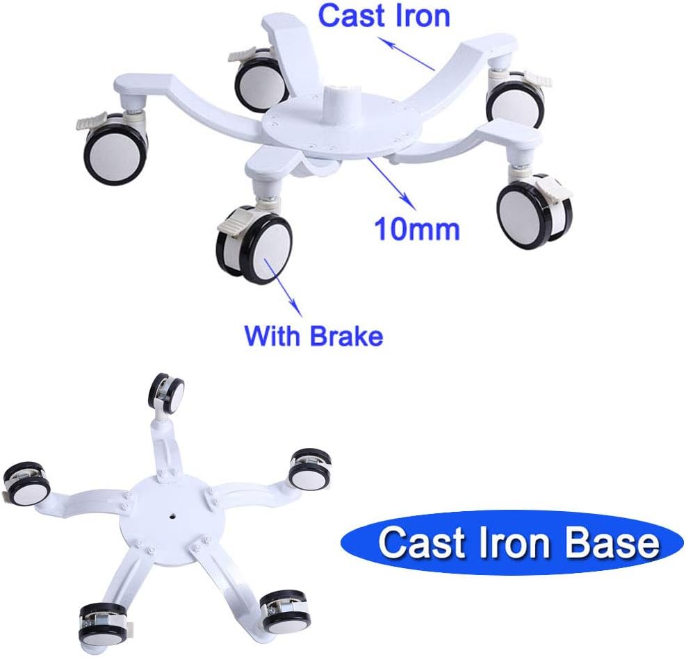 Portable IV Pole with Wheels IV Drip Stand with Tray - Cast Iron Base - Air Pressure Buffer - with 5 Casters with Brake(with Basket,Without Basket)