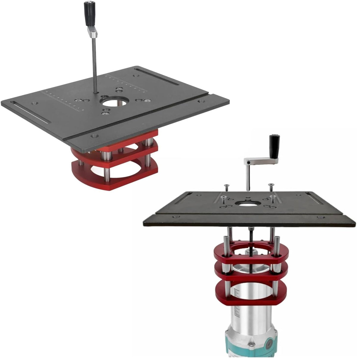 Router Lift Manual Lifting Router Lift System Kit Router Table Insert Base Plate(Black)
