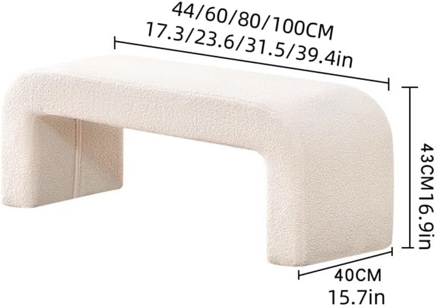 Minimalist Entryway Shoe Bench, Upholstered Bed End Bench, Vanity Stool/Ottoman/Footrest, Modern Arched Benches for Front Door, Living Room, Hallway, Make-up Room(Beige,39.4''x15.7''x16.9'')