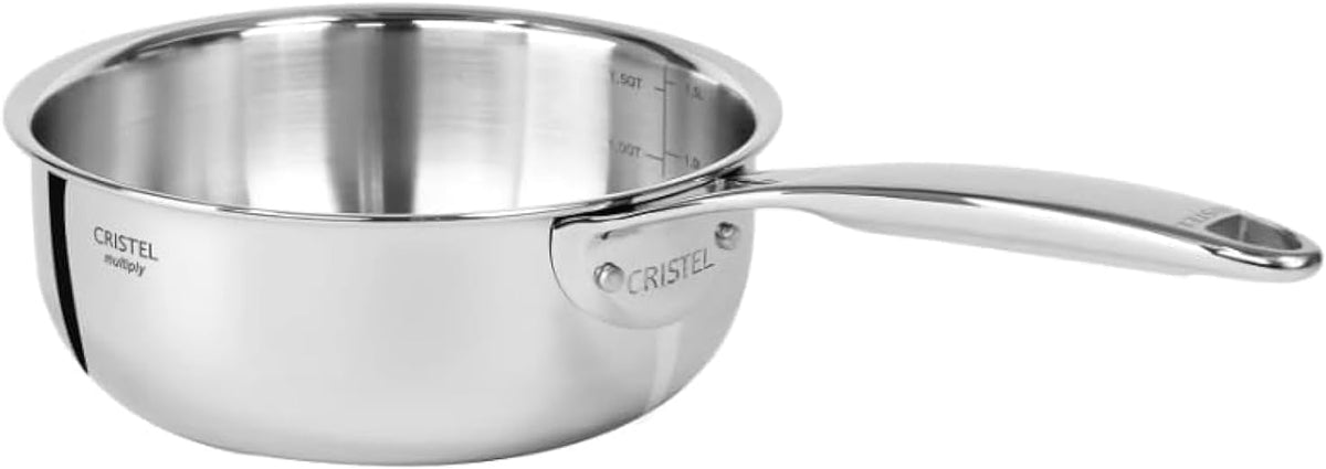 Cristel Castel'Pro Fixed Handle Stainless Steel Saucepans, 5-ply Construction, Made in France (3.5 Qt.)