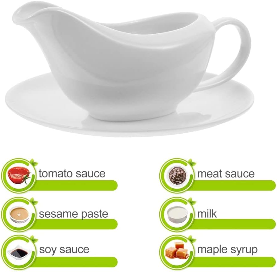 TOMYEUS Gravy Boat Ceramic Gravy Boat Porcelain Saucier Sauce Tray Seasoning Holder Sauce Jug