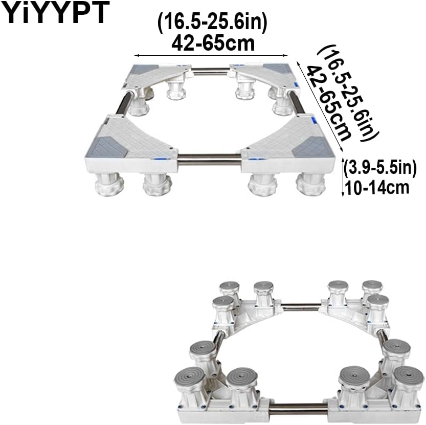 Adjustable Washing Machine Base Heavy Duty Washing Machine Stand Universal Base Dorm Fridge Stand Adjustable Dryer Base 4/8/12 Stainless Steel Feet Washing Machine Stand Pipe