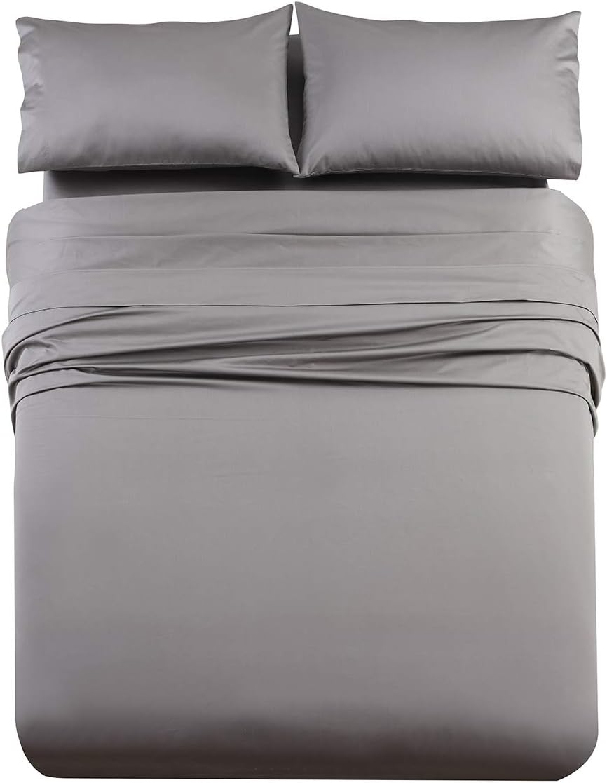 Royal Tradition Made in USA- Luxurious RV Bed Sheet Set (RV King, Grey) Soft Cotton Sateen 608 Thread Count Camper Sheets