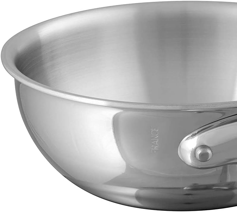 Mauviel M'Cook 5-Ply Polished Stainless Steel Chef Pan With Cast Stainless Steel Handle, 1.1-qt, Made In France