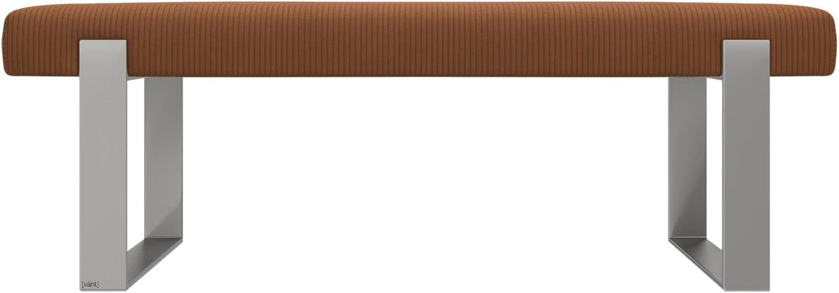 VANT Upholstered Bed Bench - Ribbed Terracotta - Brushed Nickel - Contemporary Modern, Bedroom Bench Seat, Hallway, or Entryway
