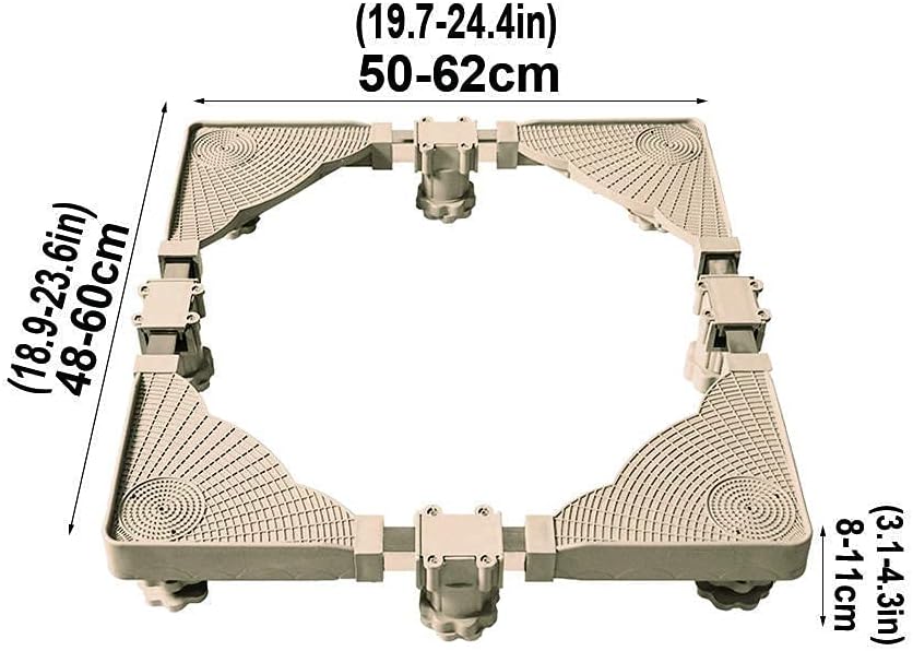 Adjustable Washing Machine Base Washing Machine Stand with 8 Legs Universal Holder for Dryer Length: 50-62cm Appliance Rollers Base Bracket Floor Trays for Refrigerator, Cooke