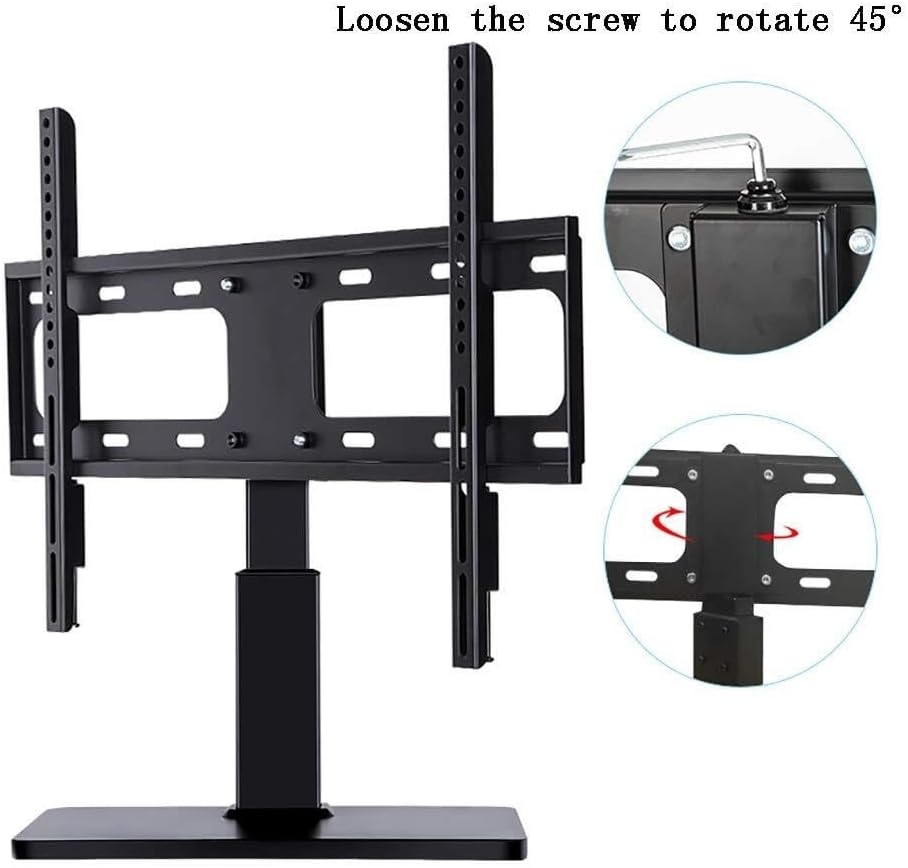 Universal TV Stand for 32-60 Inch TVs, Adjustable Height Swivel 90°, Tempered Glass Base, Holds Up to 35kg, TV Tabletop Pedestal TV Bracket Mount